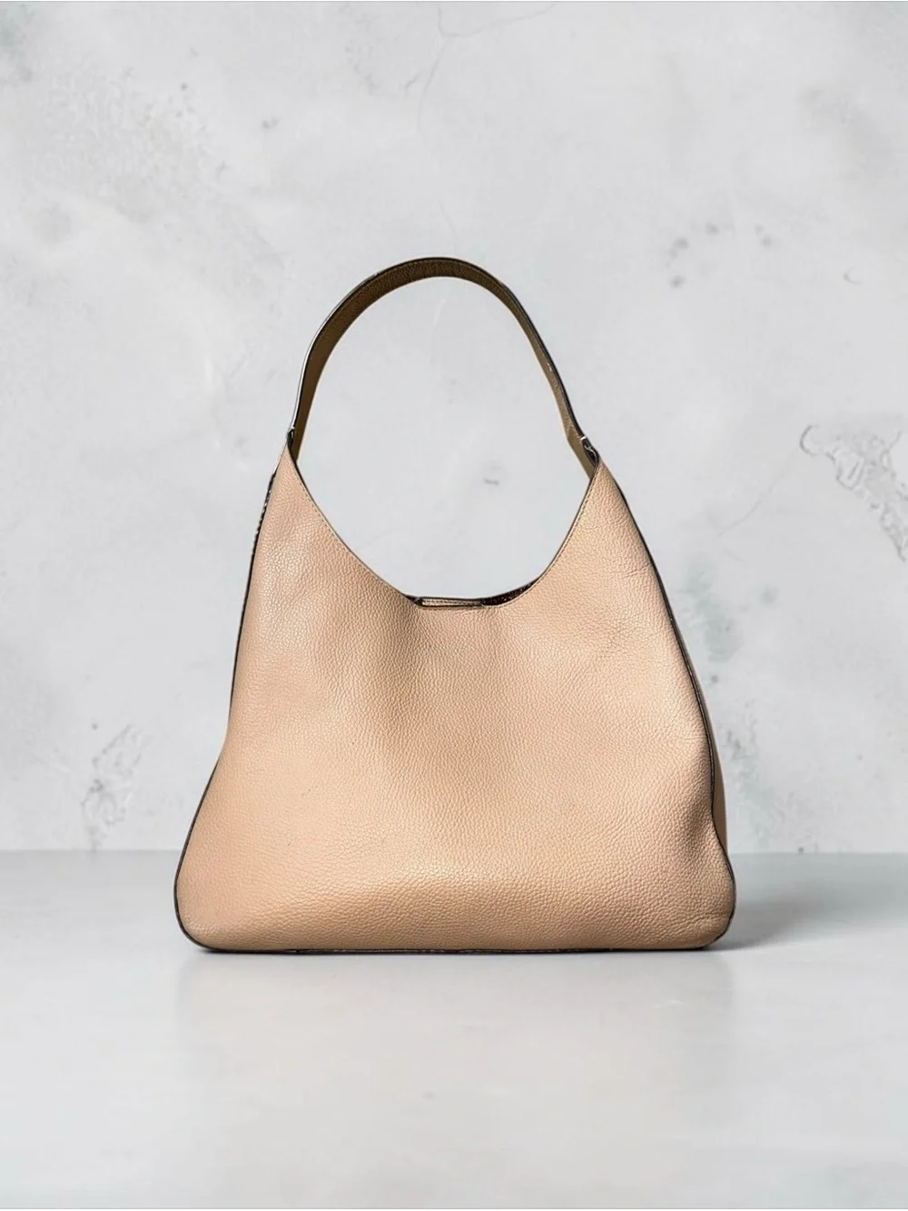 Kate Spade New York Pebbled Leather Shoulder Bag Zipper Pouch Insert Blush Beige